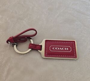 Coach Red and Silver Keychain/Hang Tag